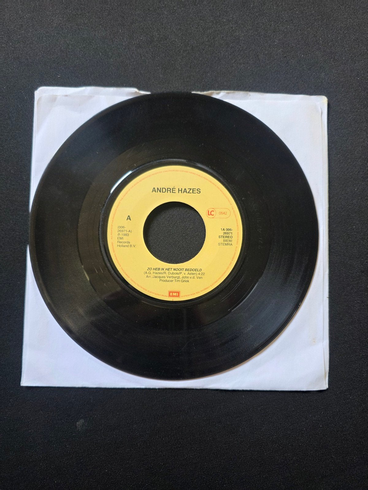 André Hazes - zo heb ik het nooit bedoeld, Gebruikt, 7 inch, Overige typen, Nederlandstalig