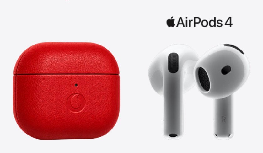 Apple AirPods 4 met rode leren Vodafone case - Nieuw in doos, In-ear, Nieuw, Ophalen of Verzenden, Wit