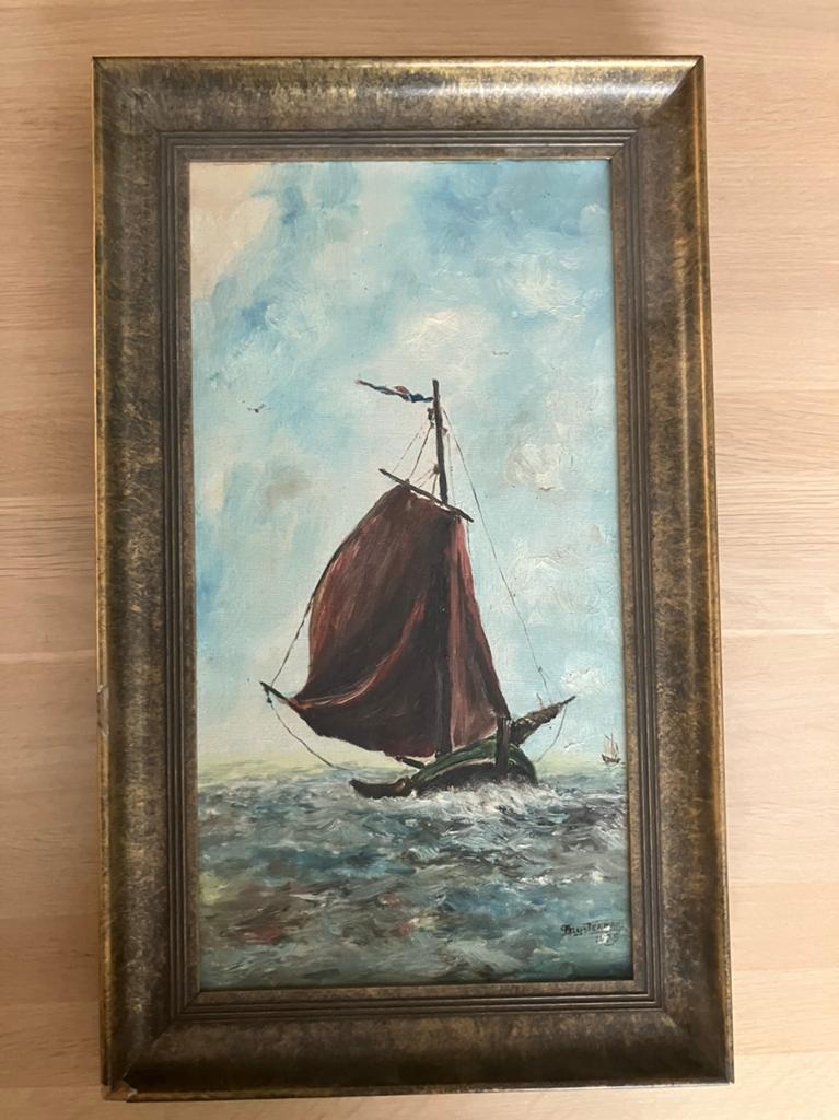 Schilderij olieverf op doek zeilschip Thijstermans 1935, Antiek en Kunst, Kunst | Schilderijen | Klassiek, Ophalen of Verzenden