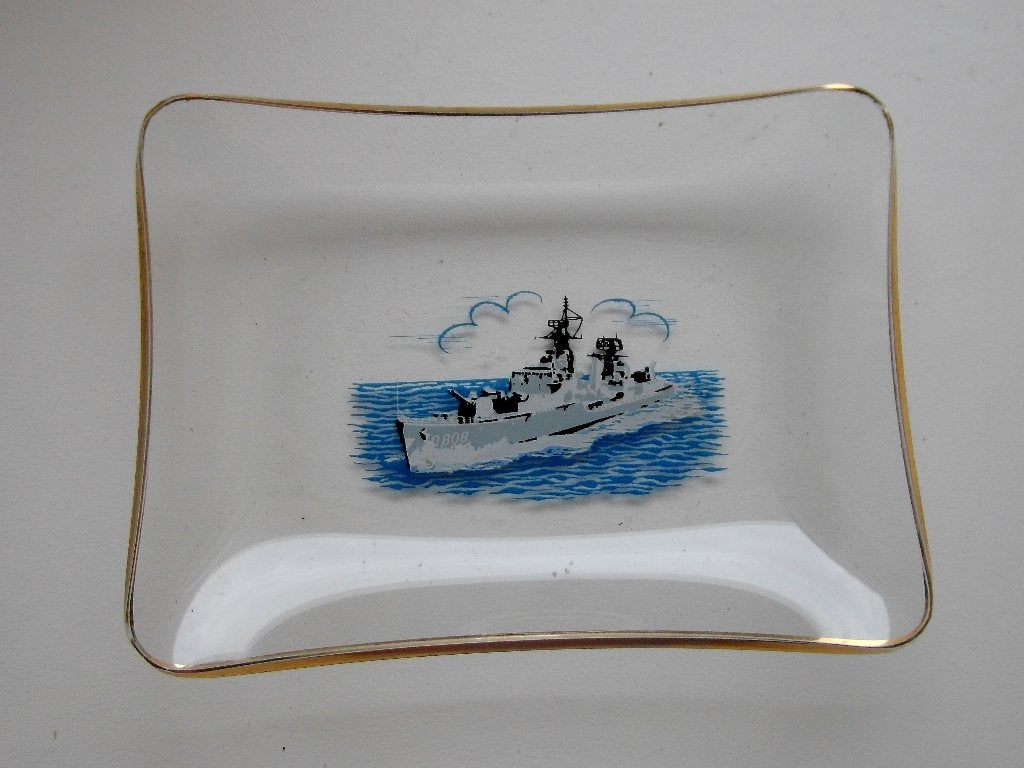 Glazen asbakje souvenir Koninklijke Marine, Verzamelen, Militaria | Algemeen, Verzenden, Marine, Nederland, Overige typen