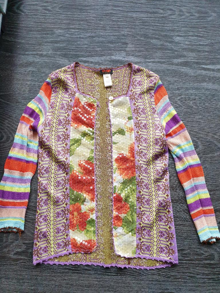 Christian LaCroix Bazar schitterend en vrolijk vest - S, Paars, Ophalen of Verzenden, Zo goed als nieuw, Maat 36 (S)