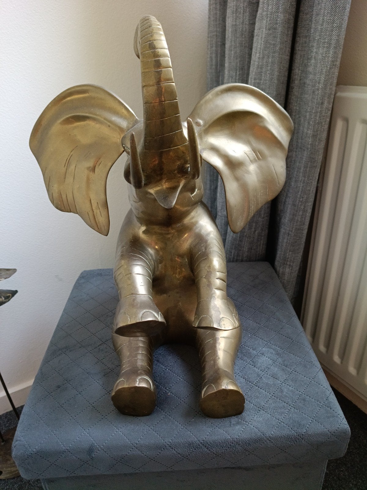 Grote messing olifant beeld - Vintage decoratie, Ophalen of Verzenden