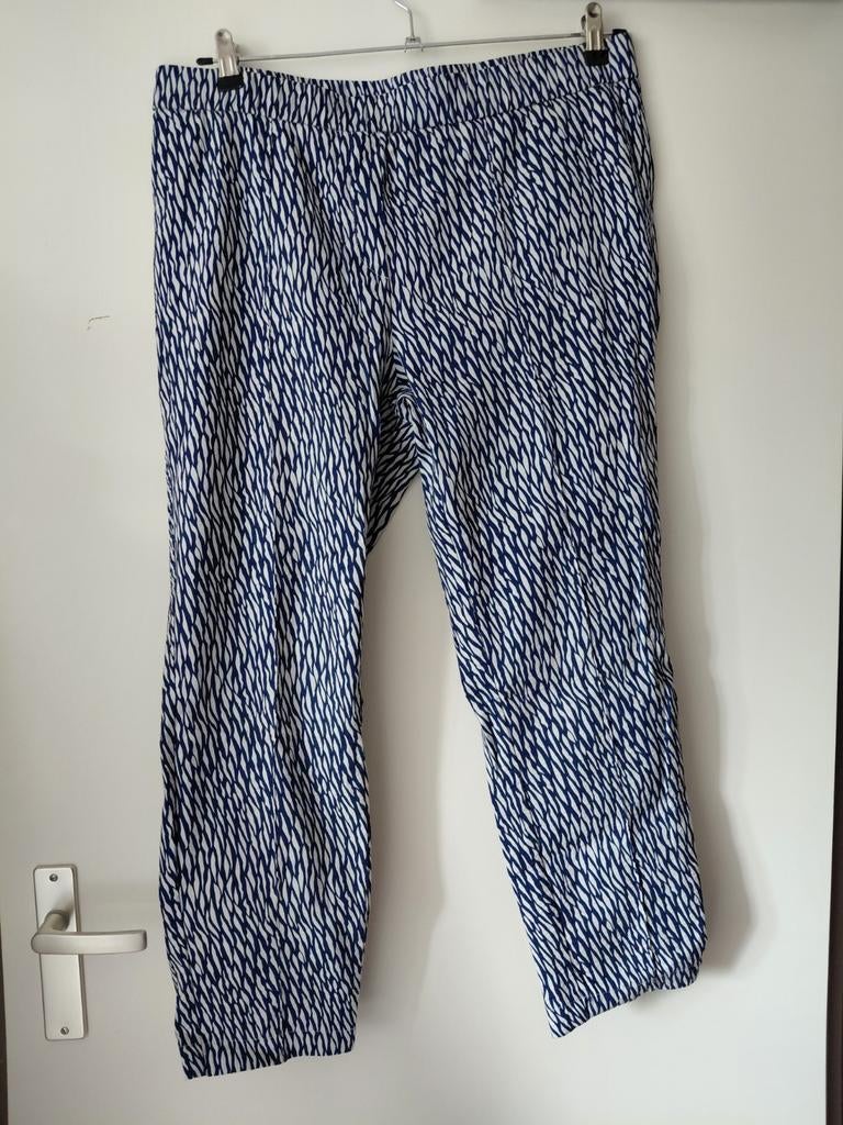 Toni Broek - Blauw/Wit Patroon,binnenbeenlengte is 65 cm, Kleding | Dames, Blauw, Toni Dress, Maat 46/48 (XL) of groter, Ophalen of Verzenden