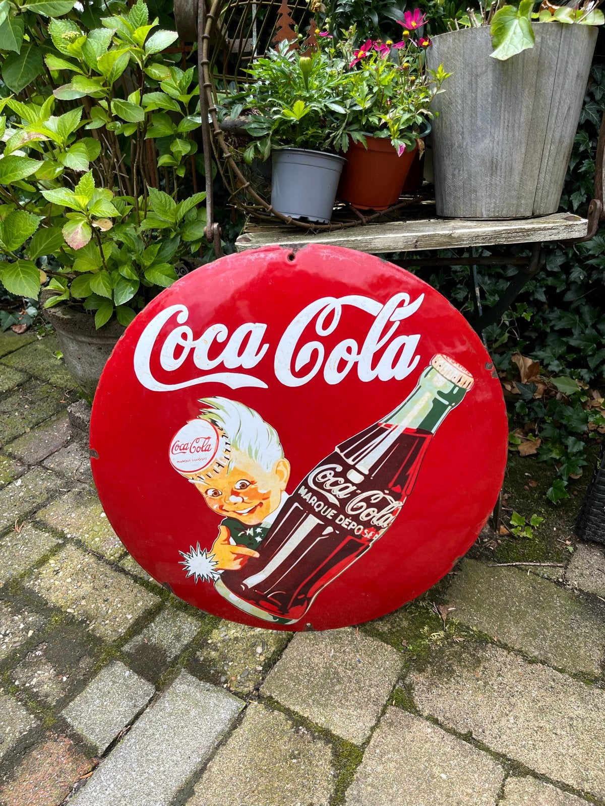 Emaille reclamebord Coca-Cola - Jaren '50 stijl, Ophalen of Verzenden, Gebruikt, Reclamebord