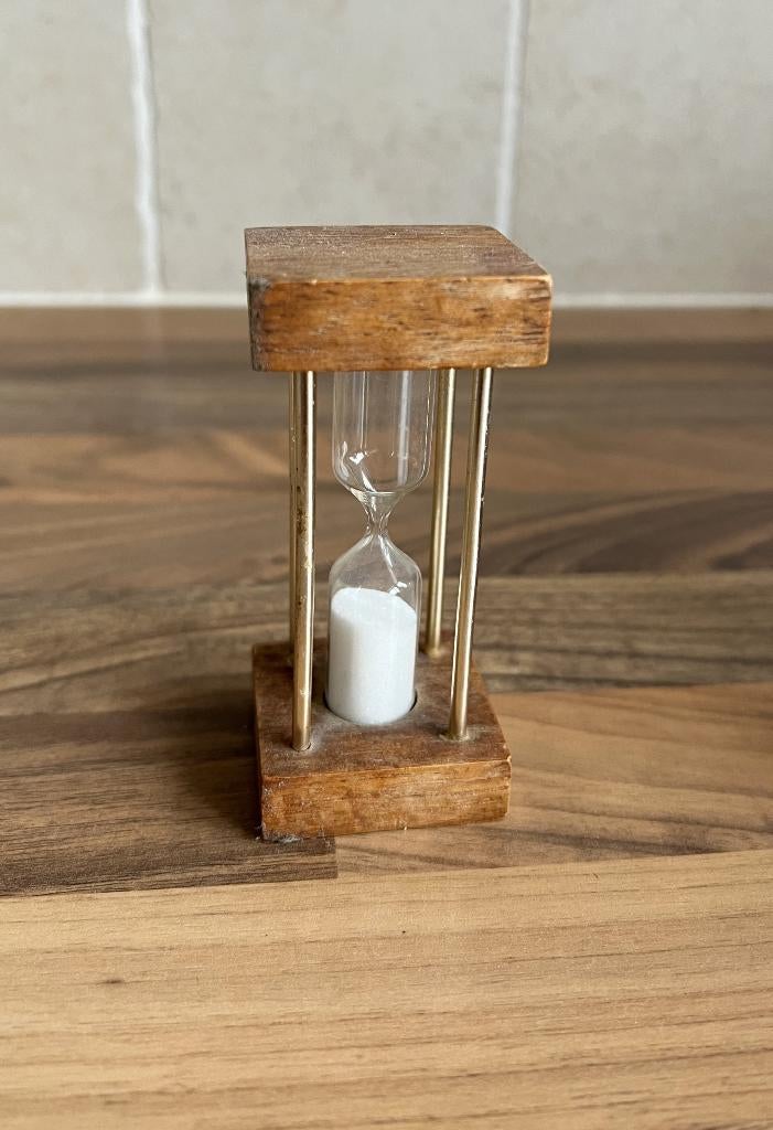 oude kleine zandloper van hout met koper / tinnen zandloper, Ophalen of Verzenden, Overige typen
