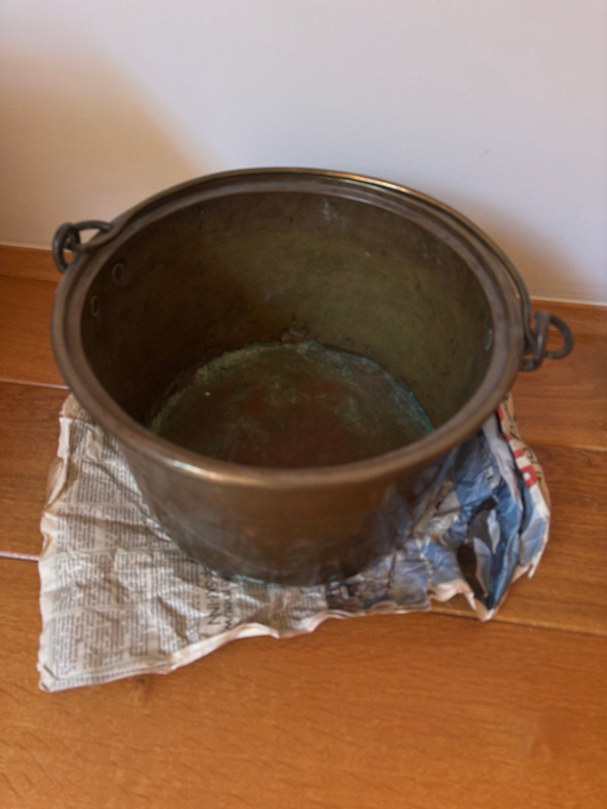 Antieke Koperen Pot/Aker met Hengsel - Doorleefd Patina, Ophalen of Verzenden, Koper