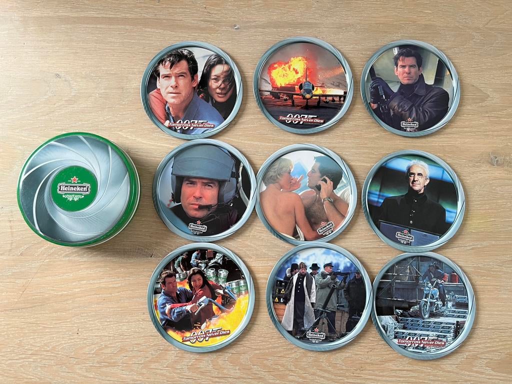 Heineken onderzetters van blik, Verzamelen, Ophalen of Verzenden, Zo goed als nieuw, Viltje(s), Heineken