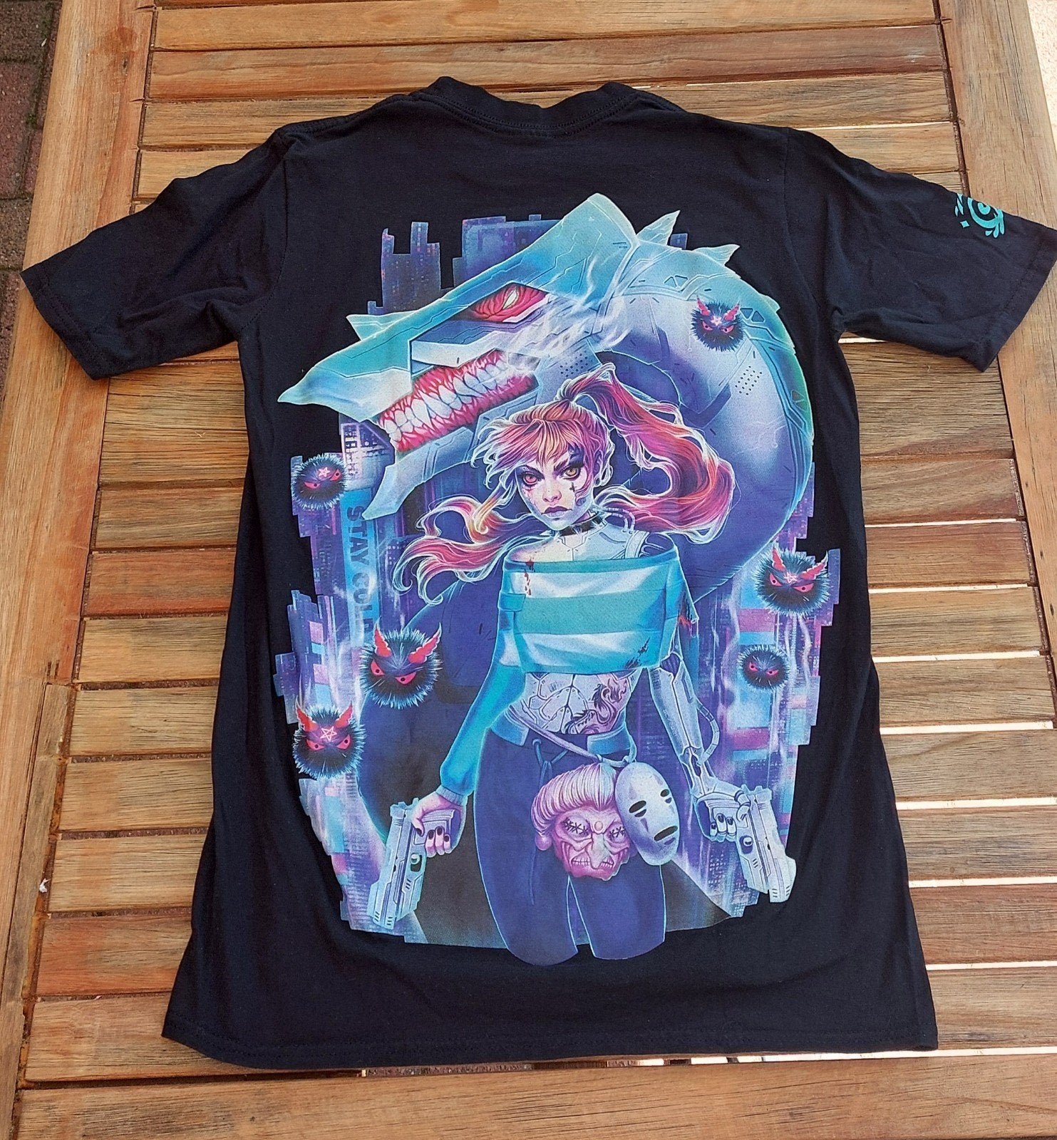 Stay Cold Apparel Manga Comic T-shirt Zwart Maat S, Kleding | Dames, Ophalen of Verzenden, Gedragen, Zwart, Korte mouw