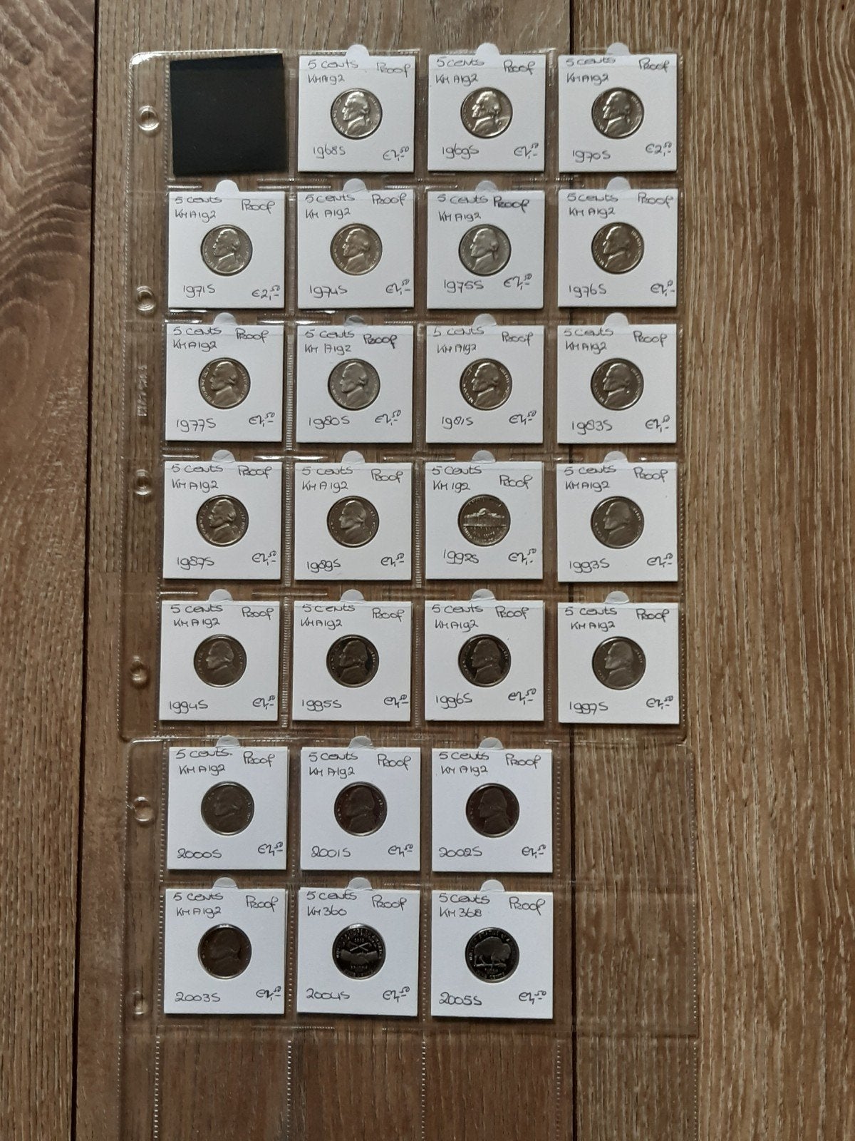 25 x five cents usa proof met S  f.10.10, Ophalen, Noord-Amerika