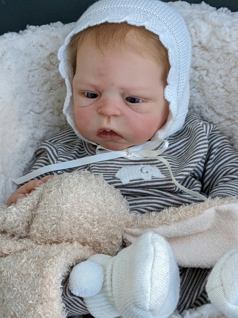 Reborn Baby Asher, Ophalen of Verzenden, Gebruikt, Babypop, Levensecht of Reborn