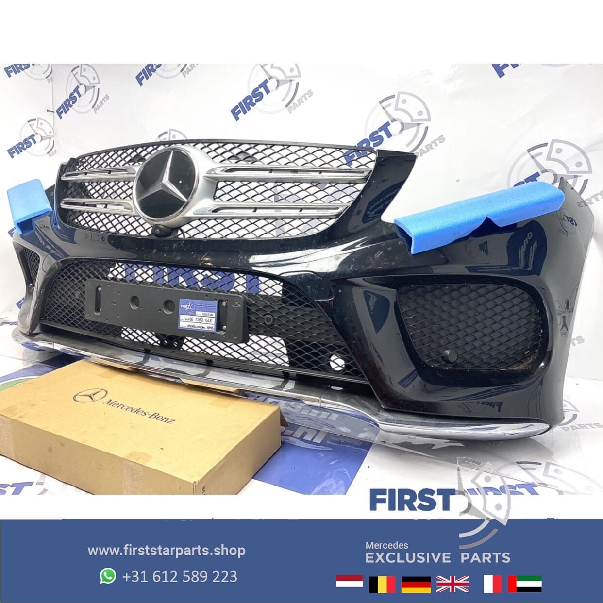 W166 GLE AMG VOORBUMPER COMPLEET ZWART Mercedes 2015-2019 OR, Auto-onderdelen, Carrosserie en Plaatwerk, Gebruikt, -, Voor, Ophalen of Verzenden