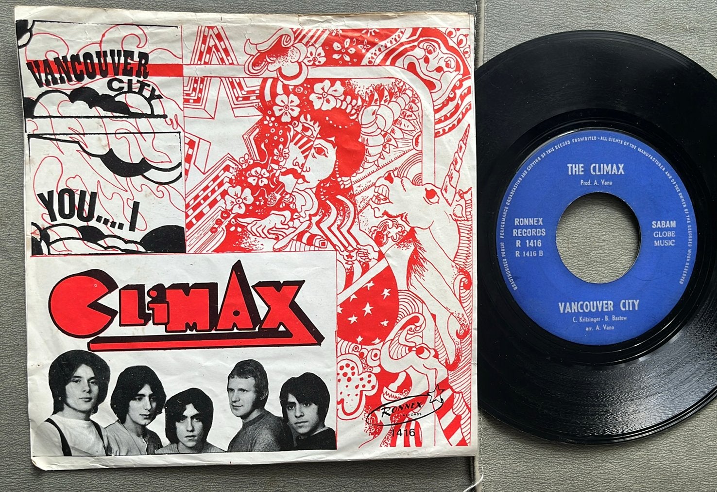The Climax - You and I / Vancouver City 7” BE 1969 Ronnex, Ophalen of Verzenden, Gebruikt, Rock en Metal