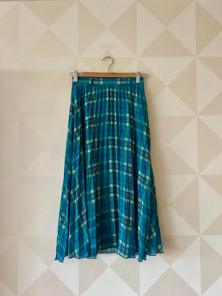 King Louie Plissé Skirt rok blauw ruit XS/34 zgan, Kleding | Dames, Rokken, Blauw, Ophalen of Verzenden, Zo goed als nieuw, King Louie