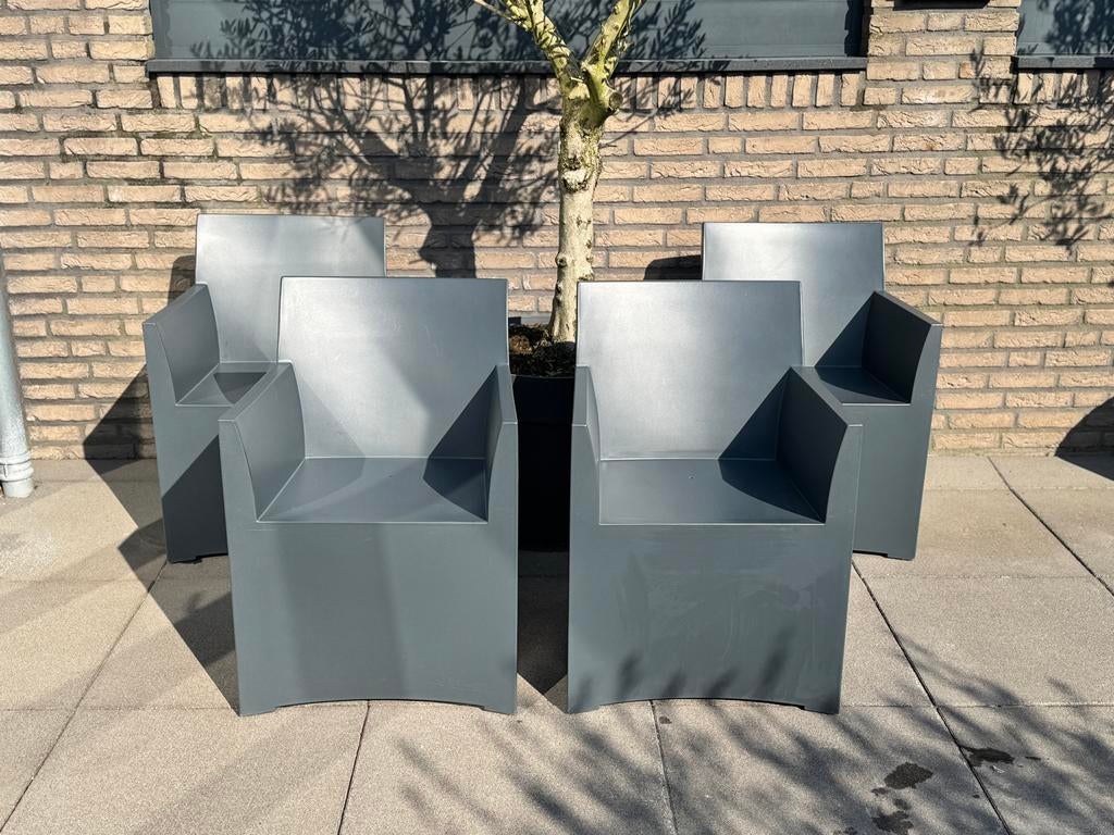 Set van 4 Haans Lifestyle Rainbow tuinstoelen antracietgrijs, Tuin en Terras, Tuinstoelen, Gebruikt, Kunststof, Ophalen