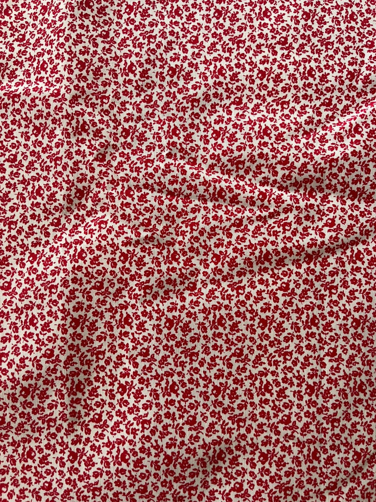 Coupon bloemetjes stof, rood/wit, 410 cm lang / 150 breed, 120 cm of meer, 200 cm of meer, Ophalen of Verzenden, Zo goed als nieuw