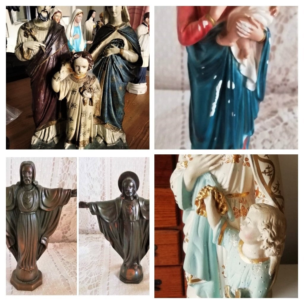 Heilig beeld religie heiligenbeeld Maria Jozef Jezus familie, Antiek en Kunst, Antiek | Religie, Ophalen of Verzenden