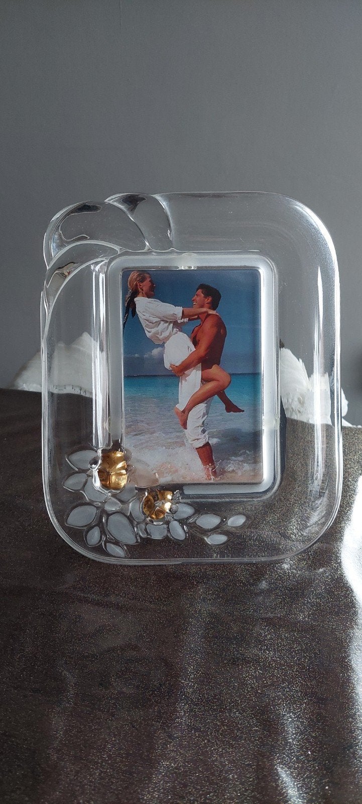 Vintage fotolijst mikasa dik bewerkt helder en mat en goud, Huis en Inrichting, 21 cm, Ophalen of Verzenden, Fotolijst, Goud