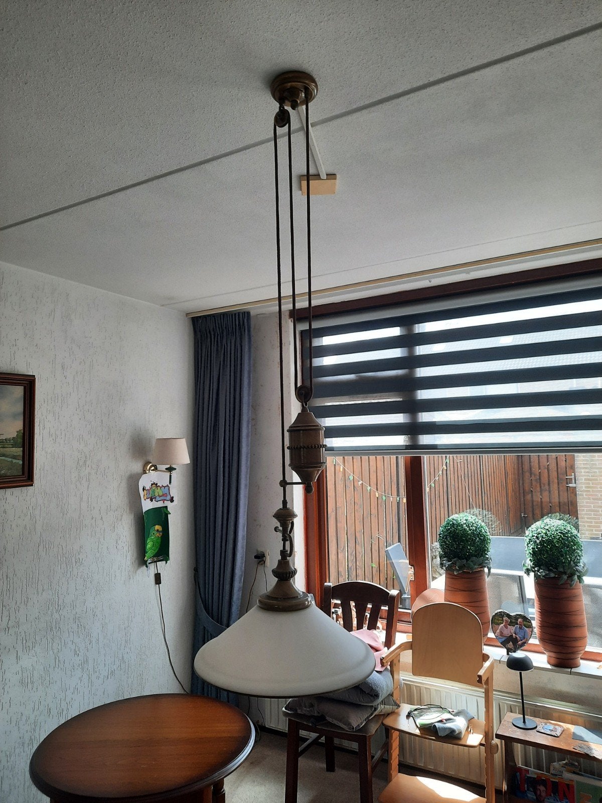 hanglamp van metaal en steen, Ophalen, Gebruikt, Steen/keramiek, Overige fittingen