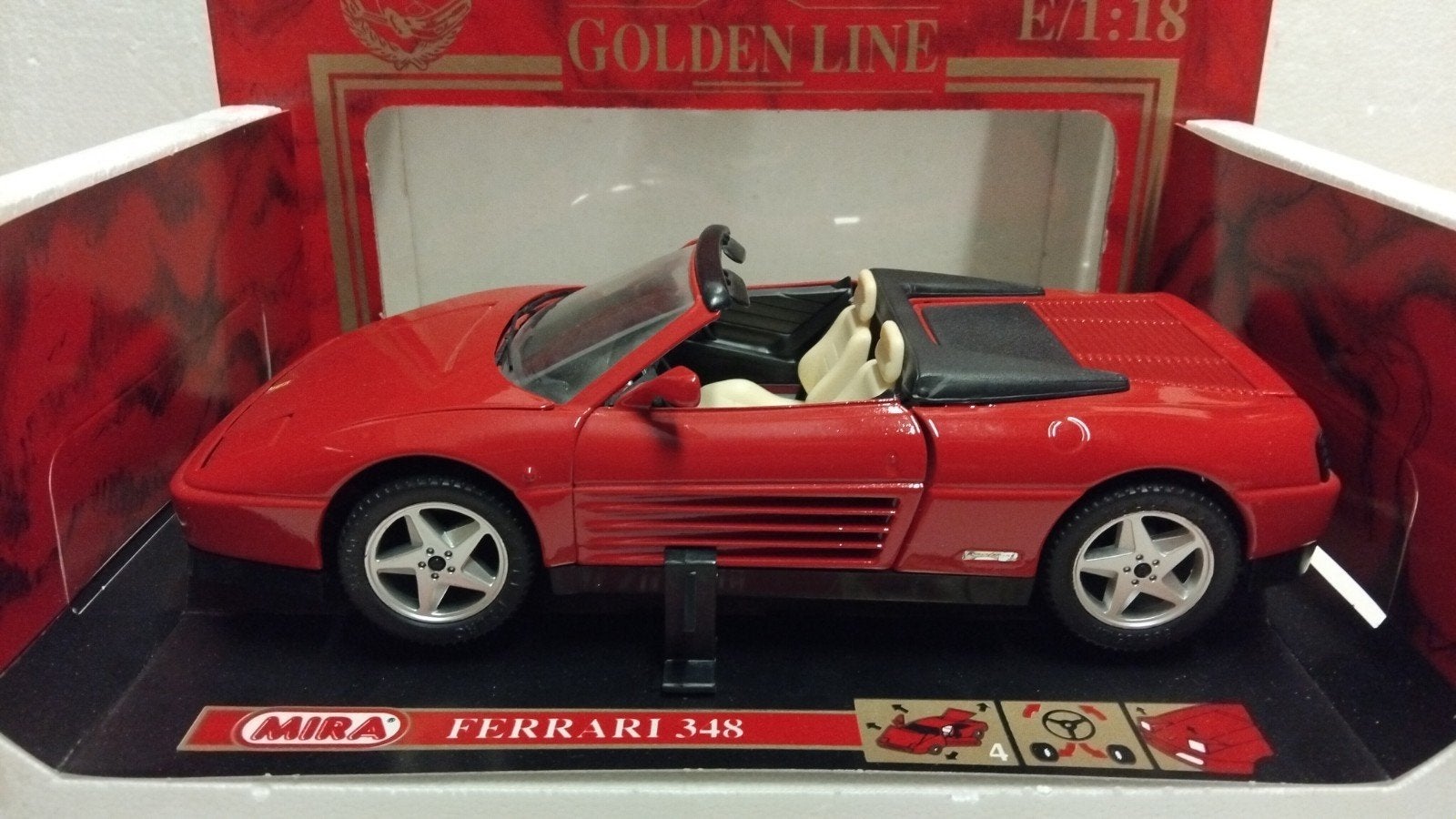 Ferrar 348 TS Spyder rood cabriolet Mira 1:18 KRD, Ophalen of Verzenden, Zo goed als nieuw, Auto, Overige merken