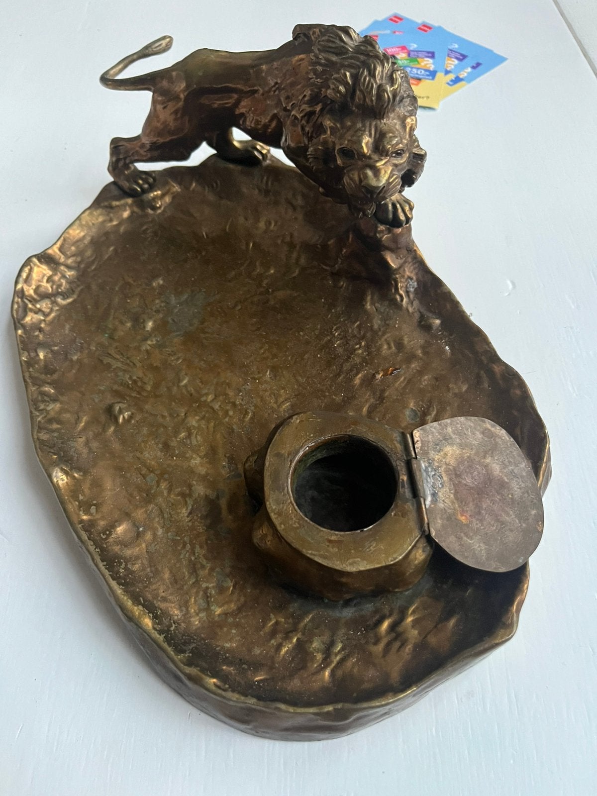 Inktschaal Messing Leeuw, Antiek en Kunst, Antiek | Koper en Brons, Ophalen