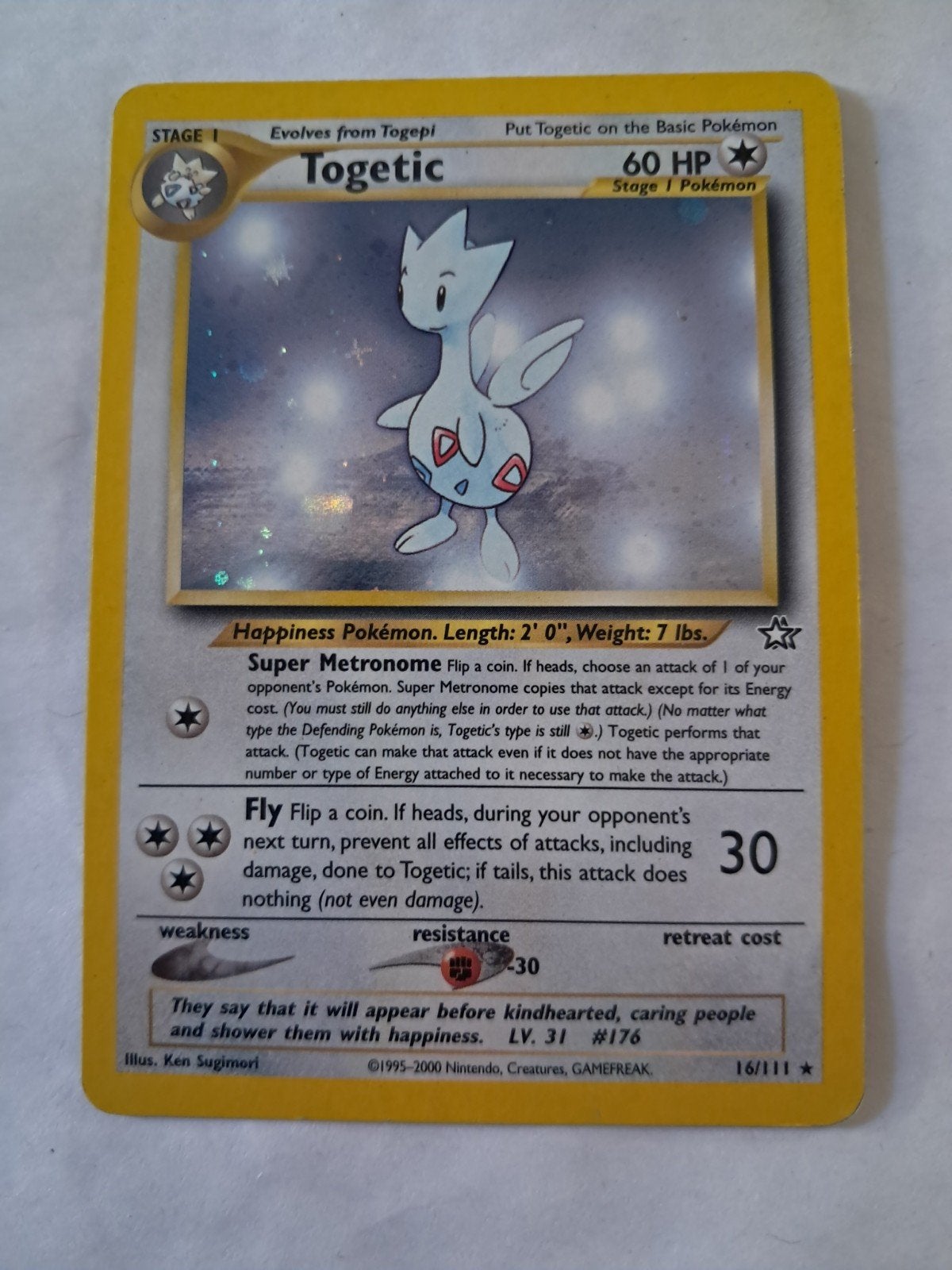 Togetic 16 Neo Genesis, Ophalen of Verzenden, Zo goed als nieuw, Losse kaart, Foil