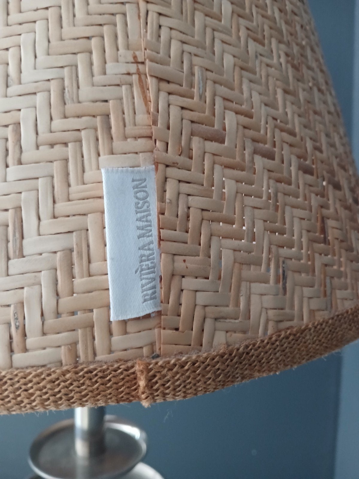 Riviera Maison Vloerlampen  met rieten kap, Ophalen, Gebruikt, E27 (groot), Metaal