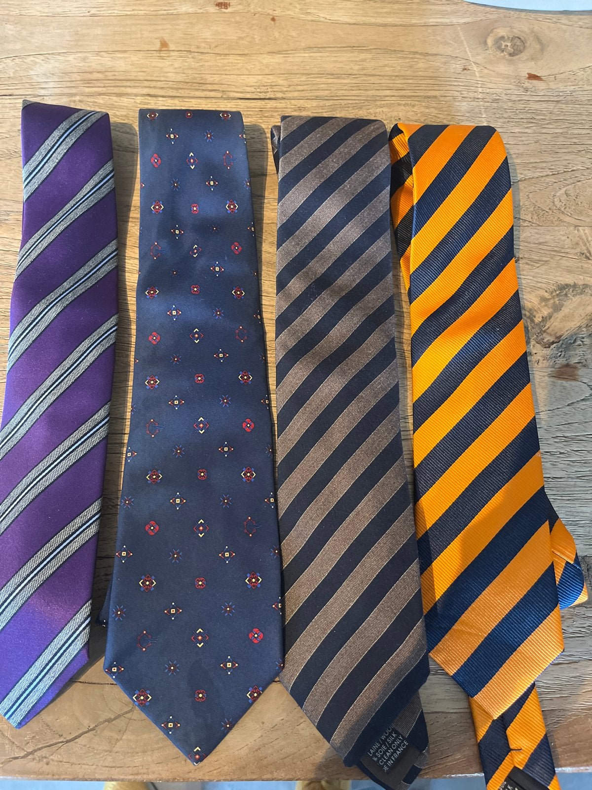 Set van 3 diverse zijden stropdassen, Kleding | Heren, Ophalen of Verzenden, Gedragen, Paars, Effen