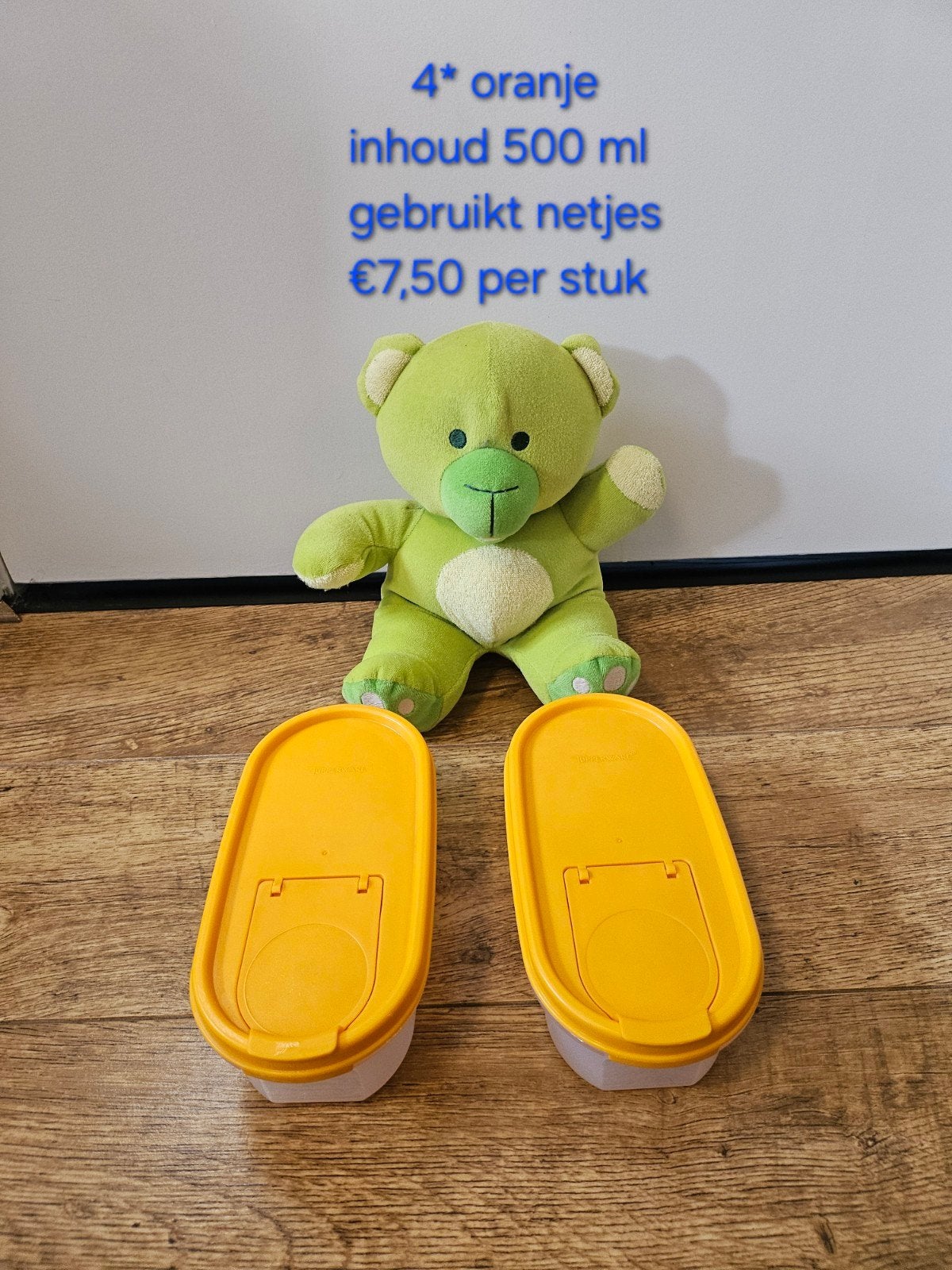 4* Tupperware oranje ruimtespaarders 500 ml nummer 1, Gebruikt, Bewaardoos, 500 ml, Oranje