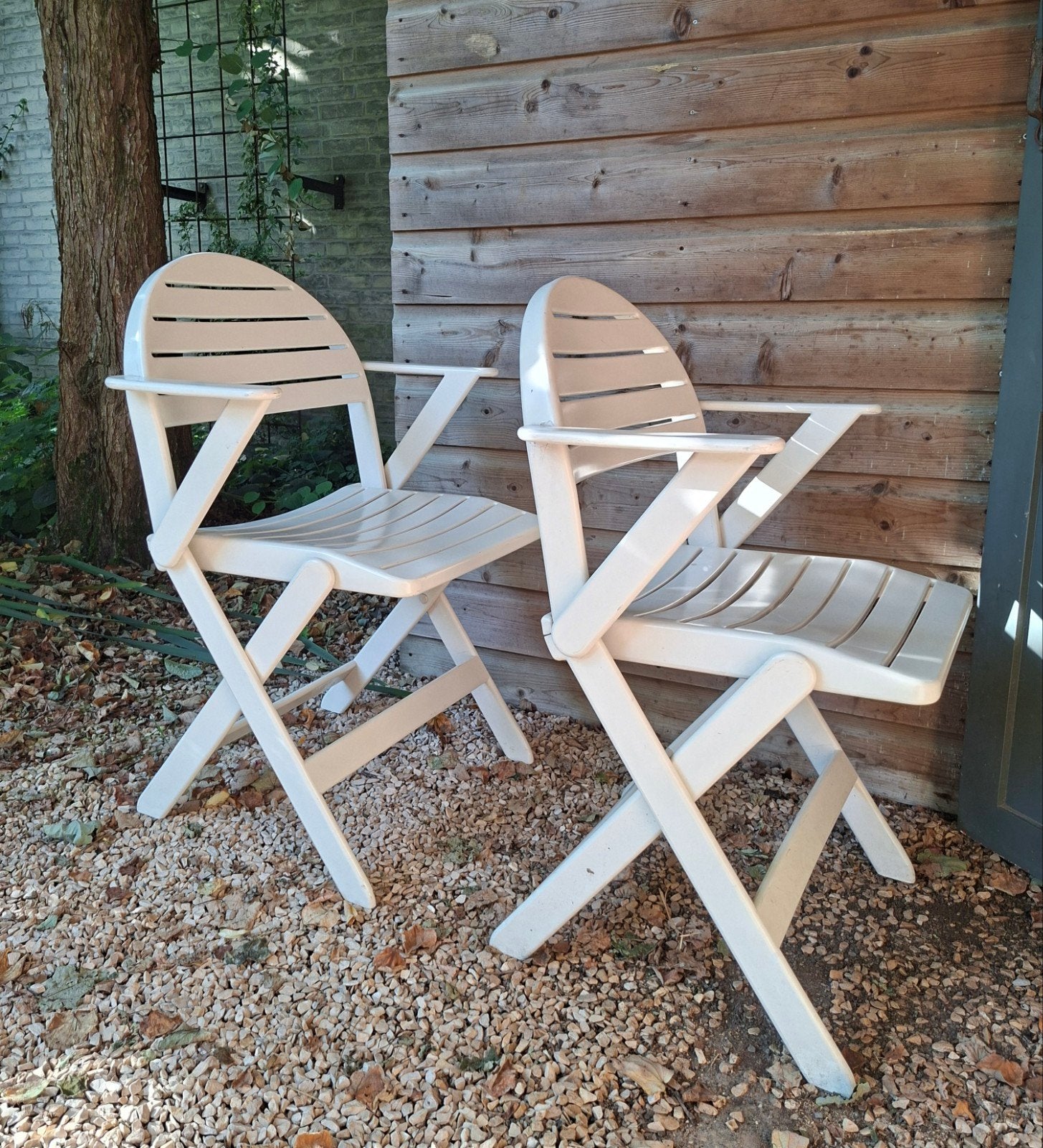 Set van twee vintage Ikea Vinga tuinstoelen Gammelgaard 1986, Ophalen, Gebruikt, Kunststof, Inklapbaar