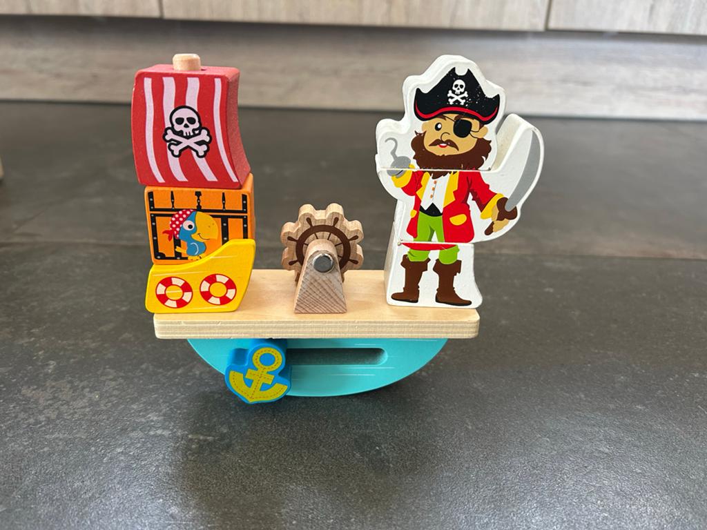 Houten Wiebelschuit Puzzel met Piraat, Ophalen of Verzenden, Zo goed als nieuw, Overige typen
