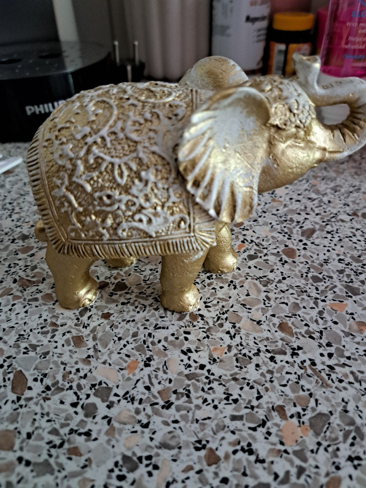 Gouden olifant decoratiebeeldje, Overige materialen, Verzenden, Goud, Oosters