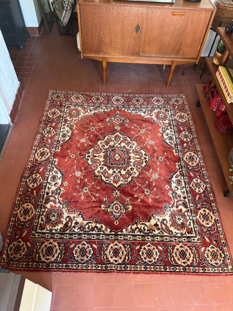 Vintage tafelkleed of vloerkleed Perzisch tapijtmotief, Huis en Inrichting, Stoffering | Tapijten en Kleden, Ophalen of Verzenden
