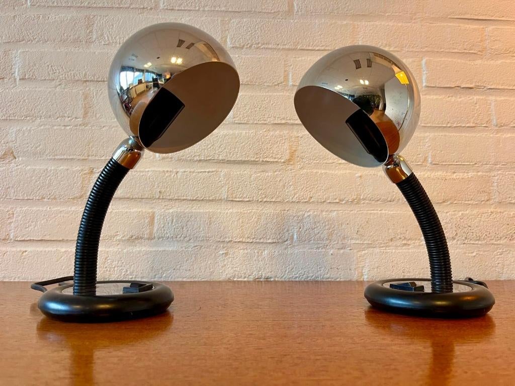 2 x '70's Vintage Egon Hillebrand stijl Bureaulampen, Space Age, Ophalen of Verzenden, Zo goed als nieuw, Minder dan 50 cm