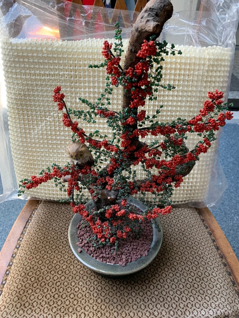 Decoratieve Bonsai Boom met Rode Bessen en Uil, Ophalen of Verzenden, Zo goed als nieuw, Overige typen