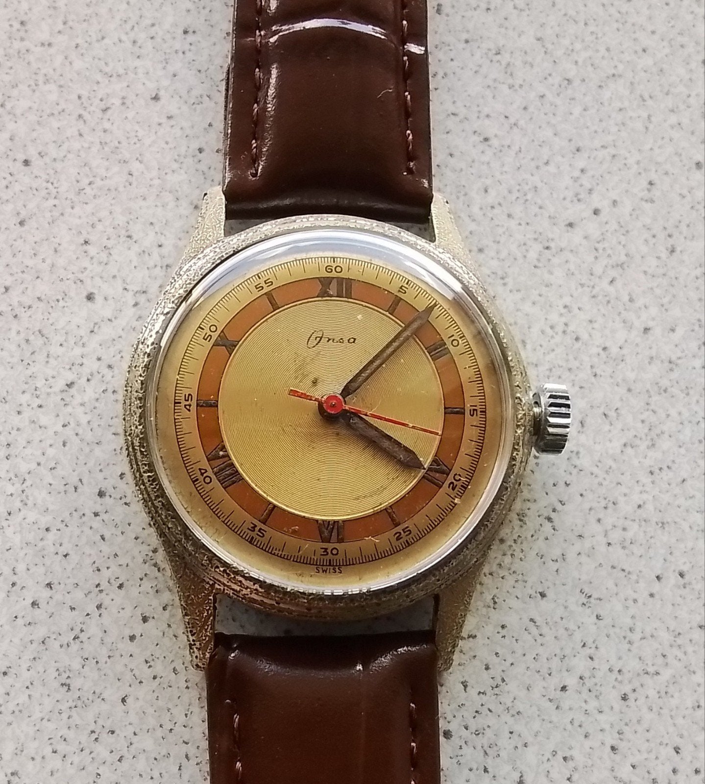 Onsa vintage Zwitsers mechanisch herenhorloge Opknapper!, Overige merken, Overige materialen, Met bandje, Verzenden