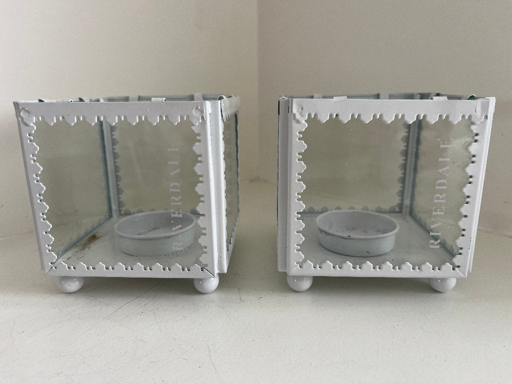 Twee witte thee/waxinelichthouders - Riverdale, 9 cm, Overige materialen, Riverdale, Gebruikt