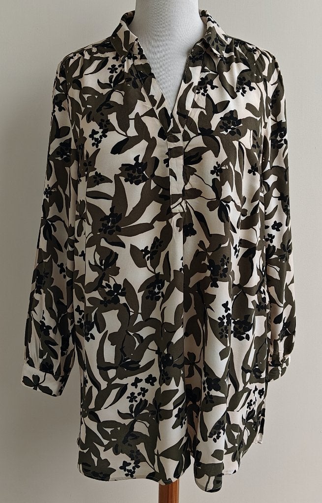 MS Mode creme tuniek blouse met print mt. 46, Beige, Maat 46/48 (XL) of groter, Ophalen of Verzenden, Zo goed als nieuw