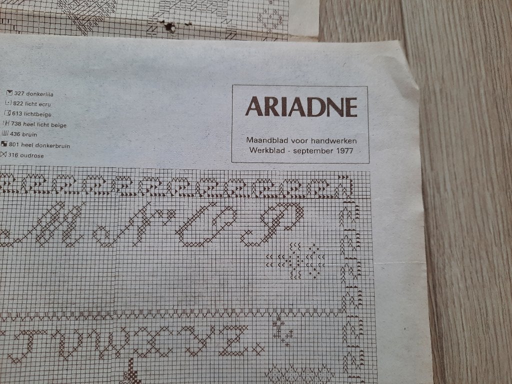 Oude vintage borduurpatronen Ariadne 1977, Hobby en Vrije tijd, Ophalen of Verzenden, Gebruikt, Handborduren, Patroon