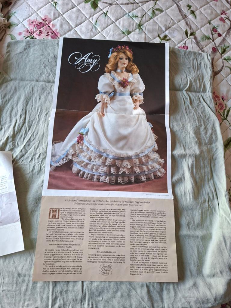 Franklin Mint Porseleinen Pop 'Amy' - 40 jaar oud, Verzamelen, Poppen, Ophalen of Verzenden, Gebruikt, Overige typen