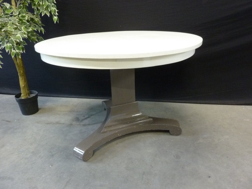 Gave ronde eetkamertafel / antieke tafel wit gelakt eettafel, Ophalen, Gebruikt, Handelsonderneming Hendriksen, Grenenhout