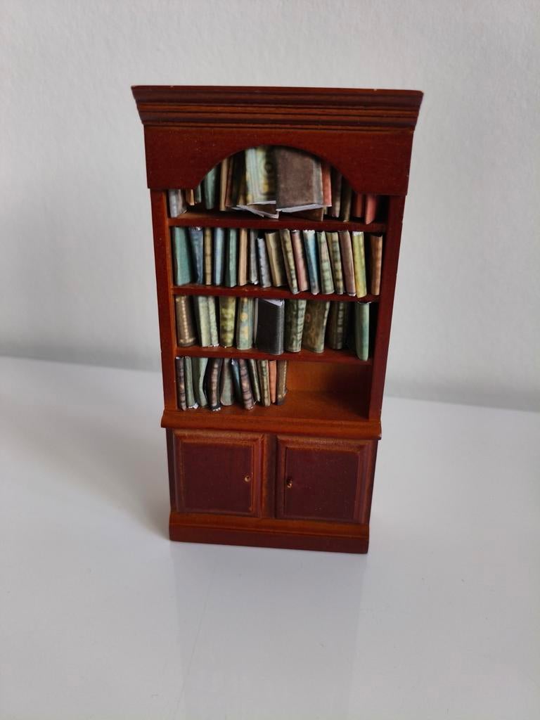 Miniatuur poppenhuis boekenkast met boeken, Kinderen en Baby's, Speelgoed | Poppenhuizen, Ophalen, Zo goed als nieuw, Toebehoren