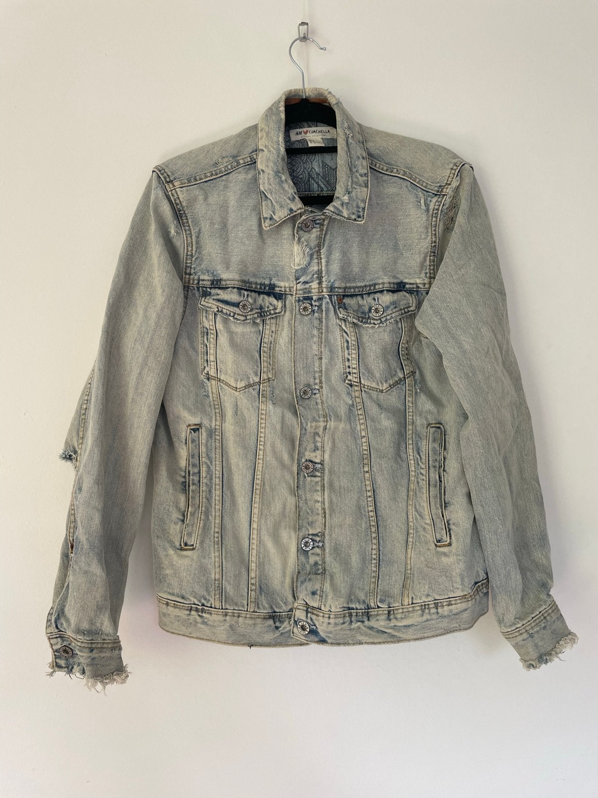 H&M Coachella spijkerjas met print - Maat M, Ophalen of Verzenden, Gedragen, Blauw