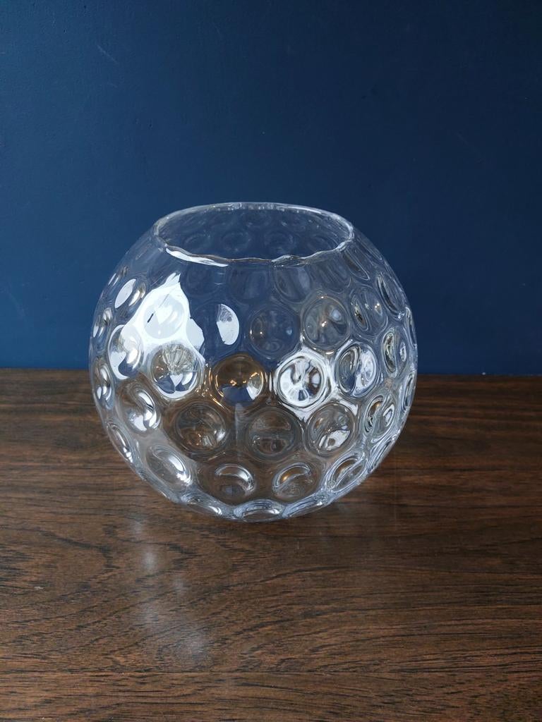 Grote vintage bol vaas, Ophalen of Verzenden, Overige kleuren, Glas