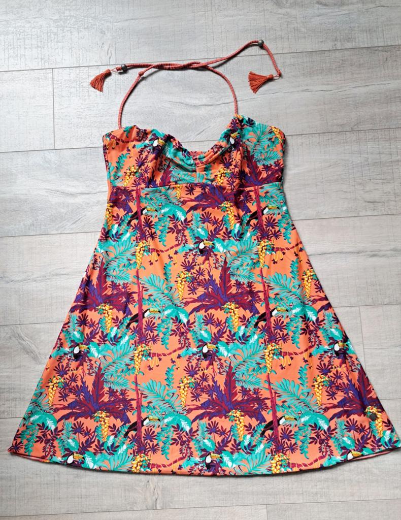 Strandjurk zomerjurk Beachlife jurk maat 40/ L oranje groen, Maat 38/40 (M), Oranje, Ophalen of Verzenden, Zo goed als nieuw
