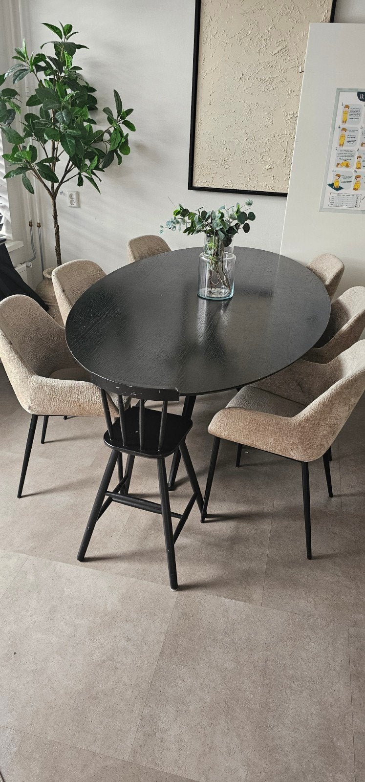 Eetkamerstoelen kave home 6x, Huis en Inrichting, Tafels | Eettafels, Ophalen, Ovaal, 200 cm of meer, 50 tot 100 cm