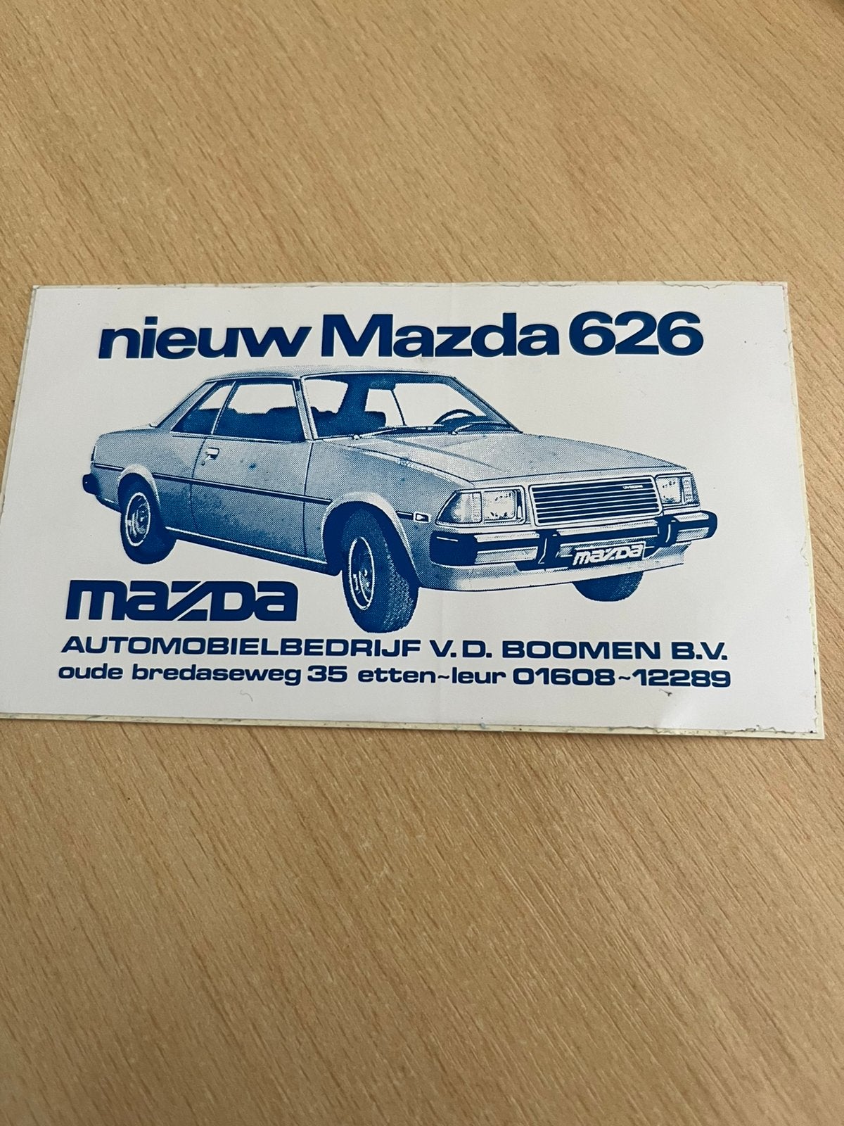 Retro dealer sticker Mazda 626, Verzenden