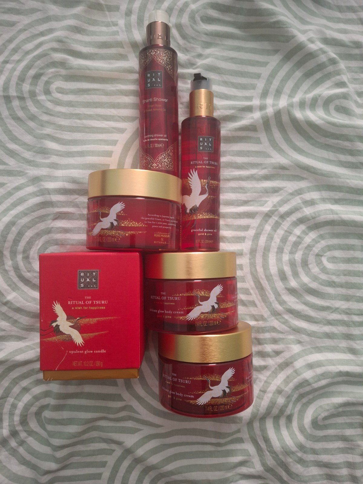Rituals set Tsuru en Shanti: 3x Bodycream, kaars, douche, Ophalen of Verzenden, Nieuw, Bad & Douche