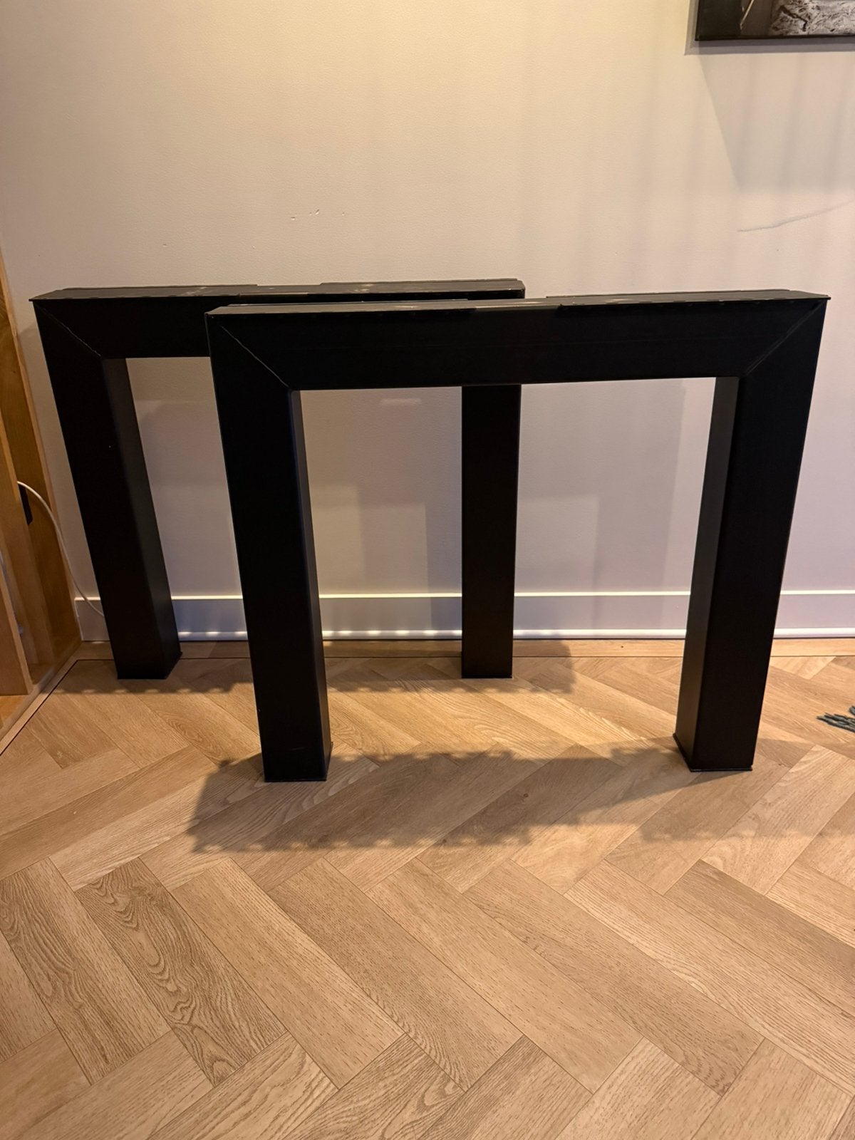 Set van 2 zwarte stalen eettafel poten, Ophalen, Tafelpoot, 50 tot 100 cm, 50 tot 100 cm