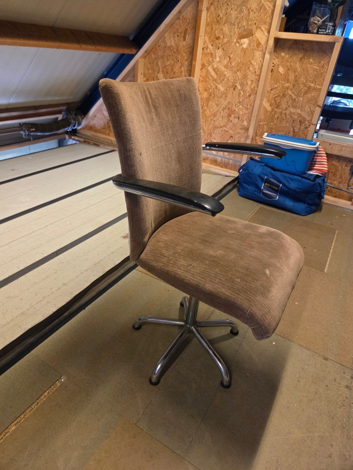 Vintage Bureaustoel met Buizenframe - Bruin, Ophalen, Gebruikt, Bruin, Bureaustoel
