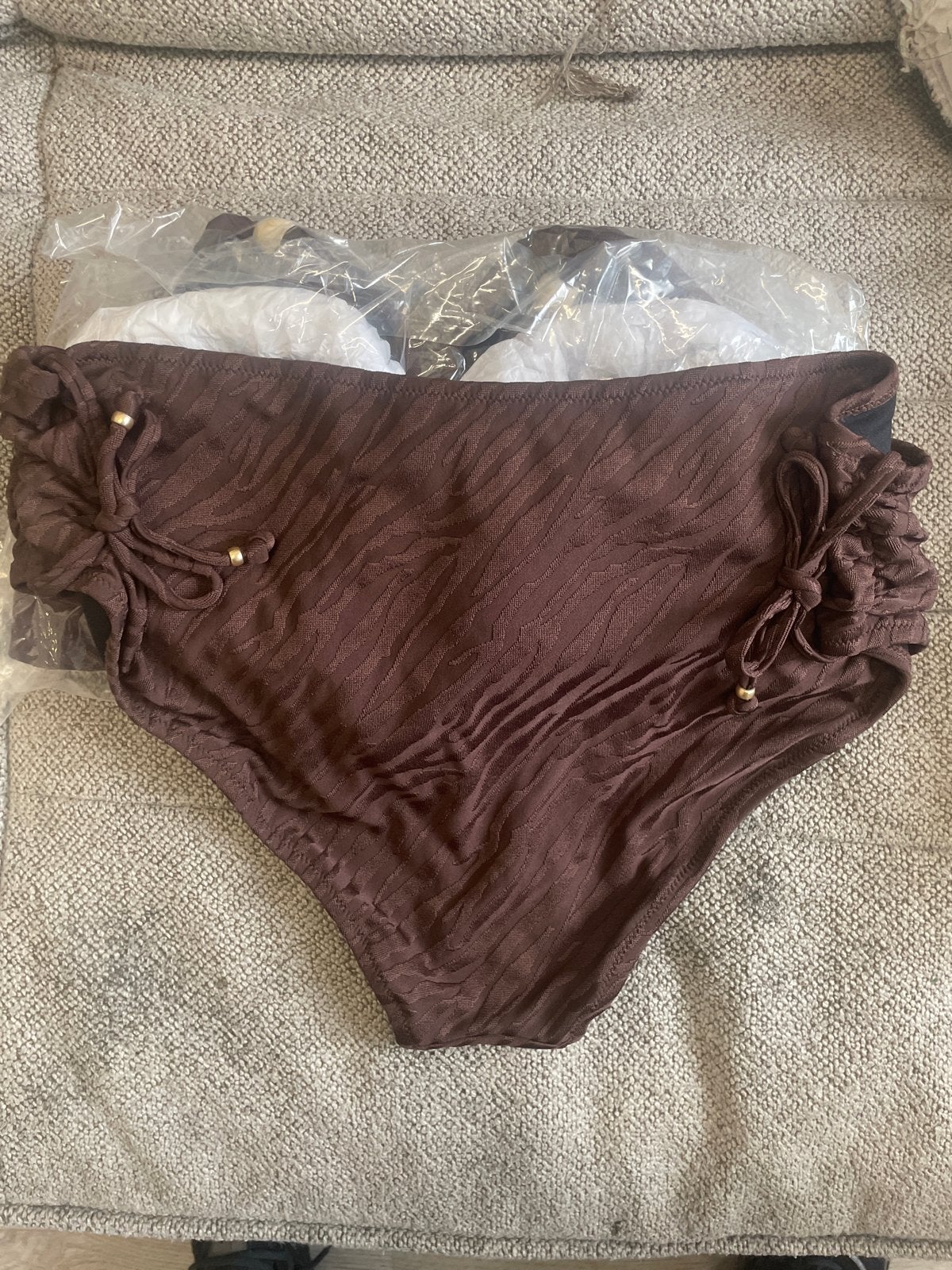Bruine bikini broekje met zebraprint, Ophalen of Verzenden, Nieuw, Bruin, Bikini